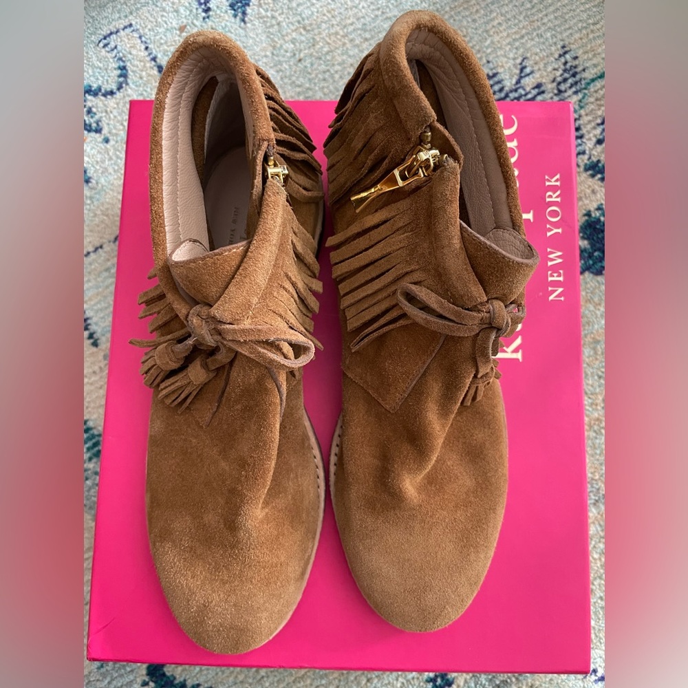 Like New Kate Spade Suede Fringe Moccasin Booties